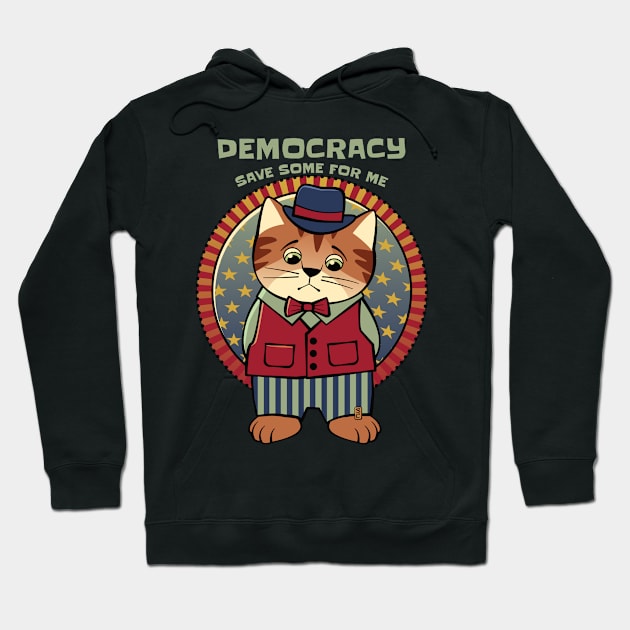 Save Democracy Patriotic Cat Hoodie by Sue Cervenka